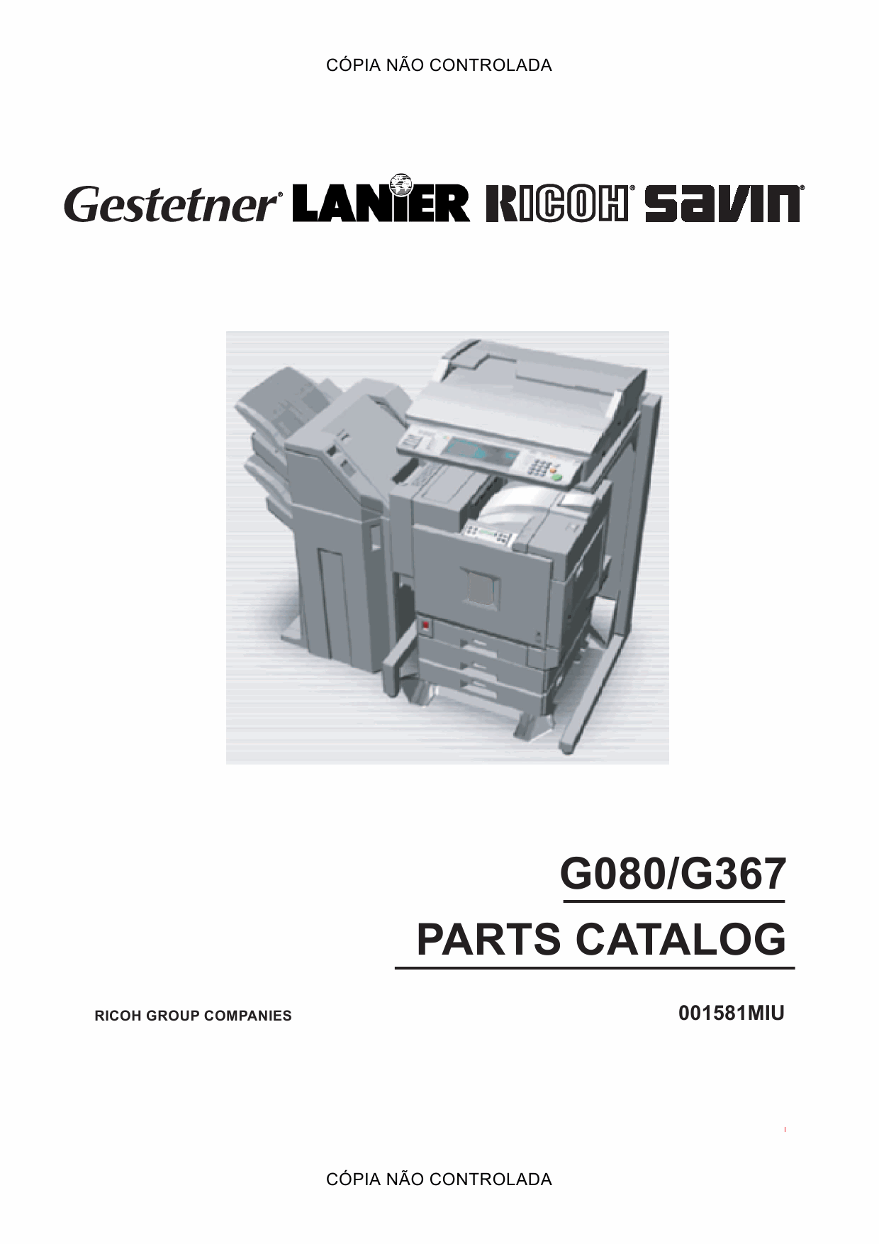 RICOH Aficio CL-7000 7000CMF G080 G367 Parts Catalog-1